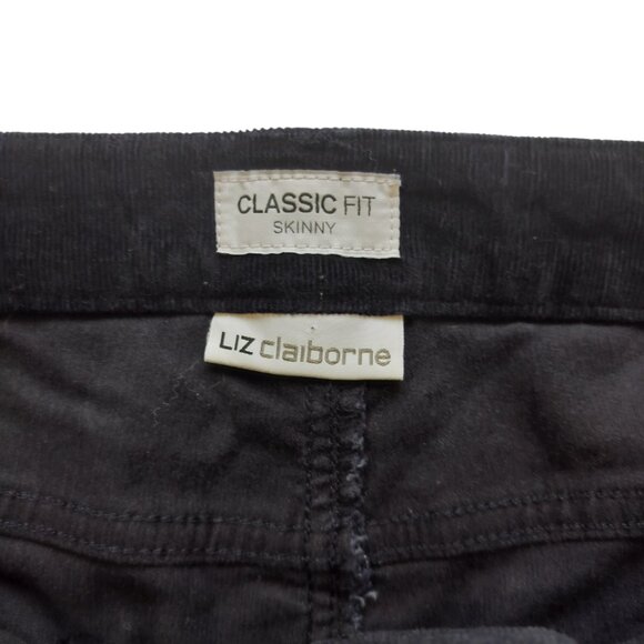 LIZ CLAIBORNE Corduroy Pants Size 14 Black Classic Fit Skinny #Office #Casual - Picture 3 of 9